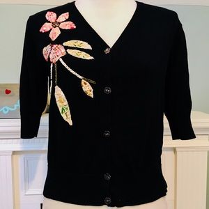 Anthropologie Cousin Johnny appliqué cardigan sz M